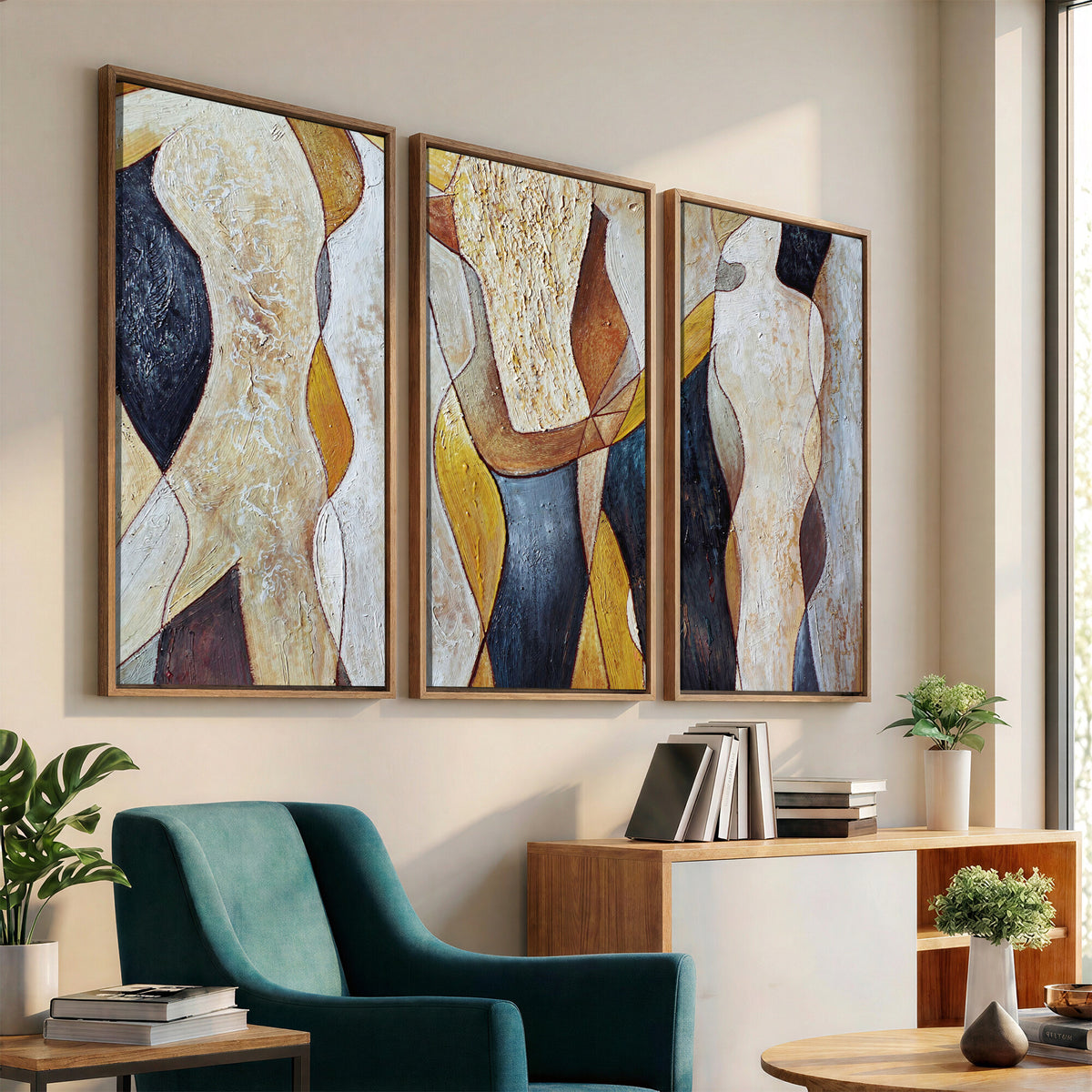 96079939-MGV-CV-36X24 - Mid Century Modern Figurative Canvas Wall Art Abstract Cubist Painting Print