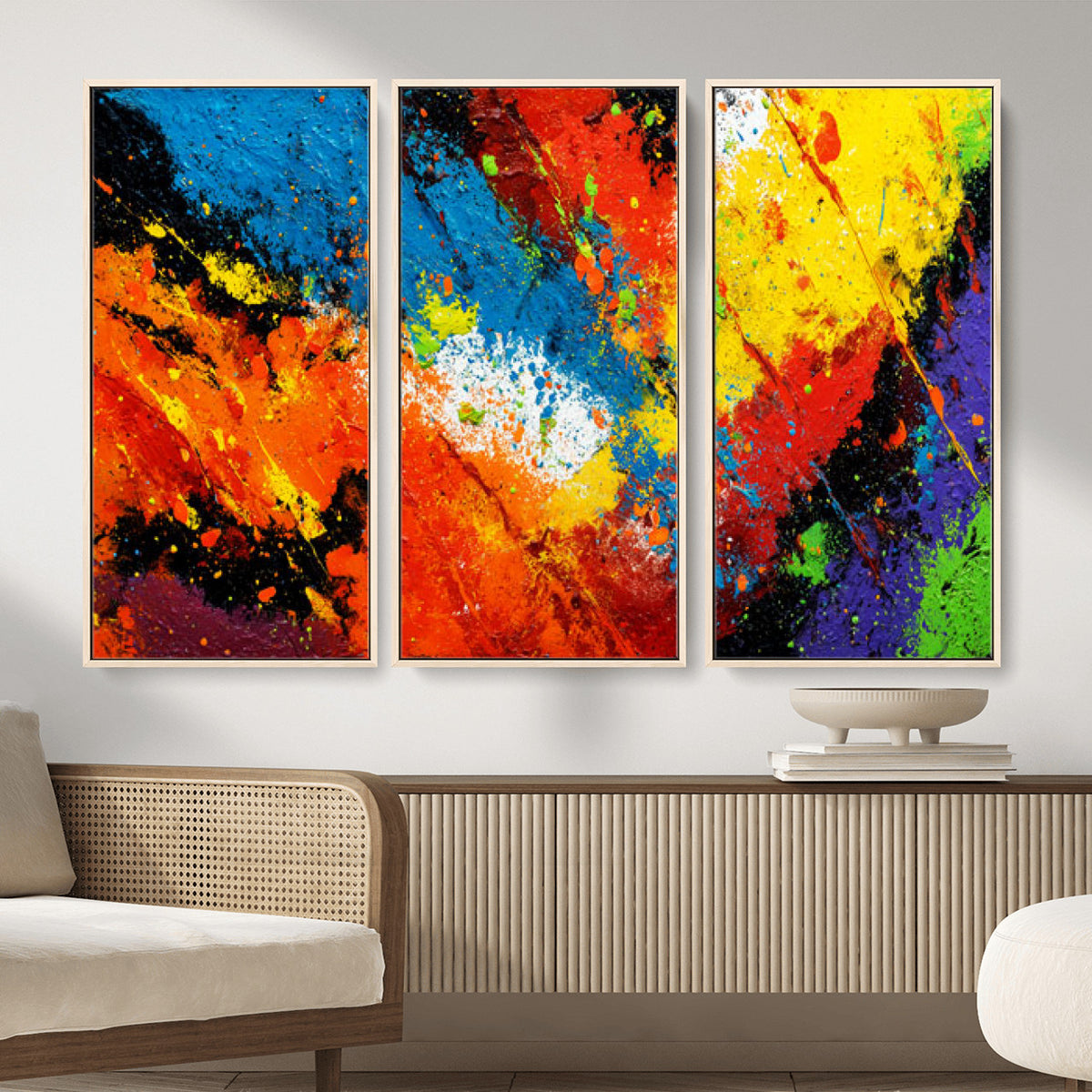 74888753-MGV-CV-36X24 - Vibrant Blue Abstract Canvas Wall Art Colorful Impasto Oil Painting Print