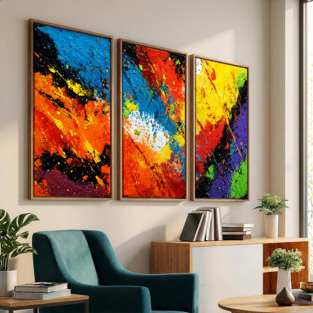 74888753-MGV-CV-36X24 - Vibrant Blue Abstract Canvas Wall Art Colorful Painterly Oil Painting Style Print