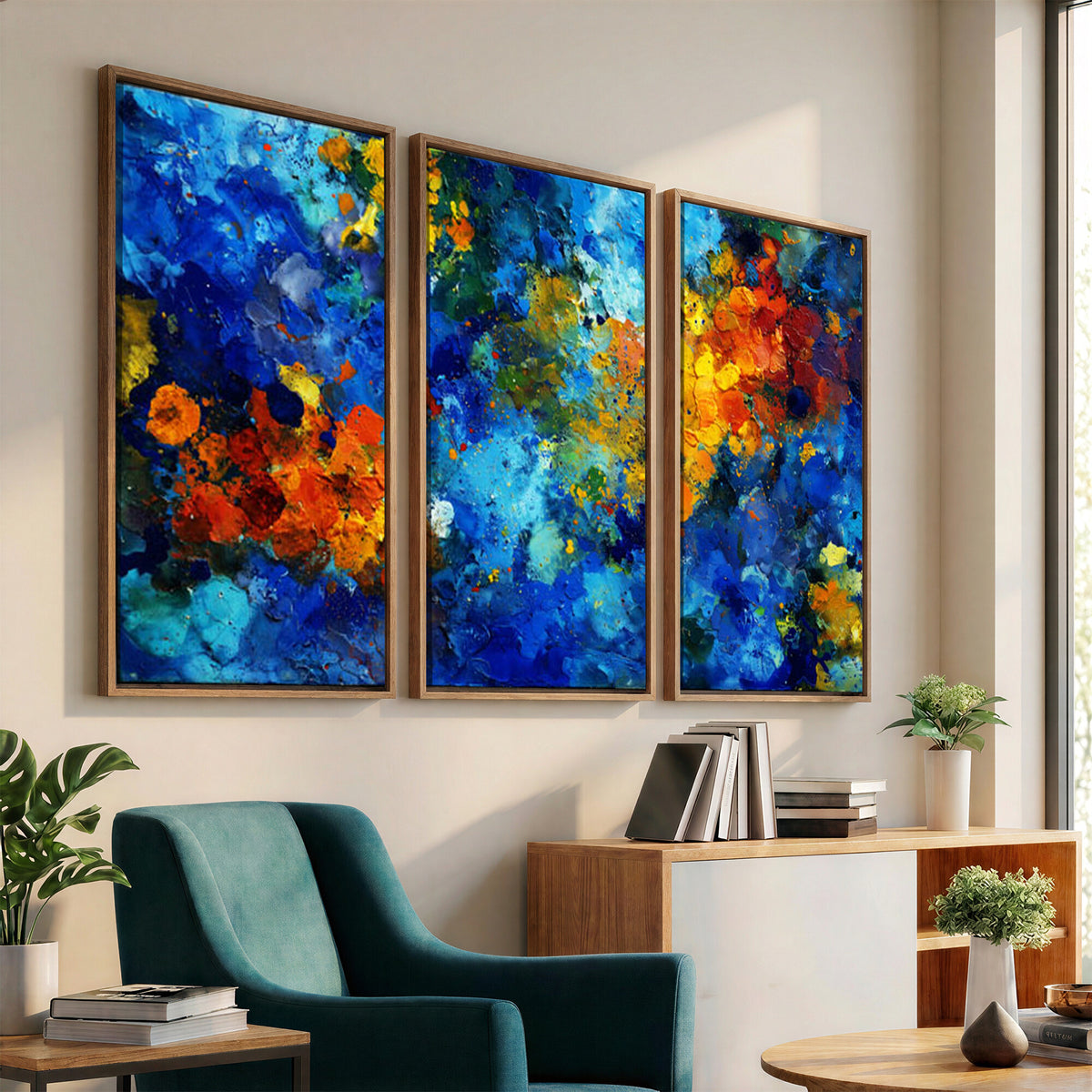 52431611-MGV-CV-36X24 - Vibrant Blue Abstract Canvas Wall Art Colorful Painterly Oil Painting Style Print