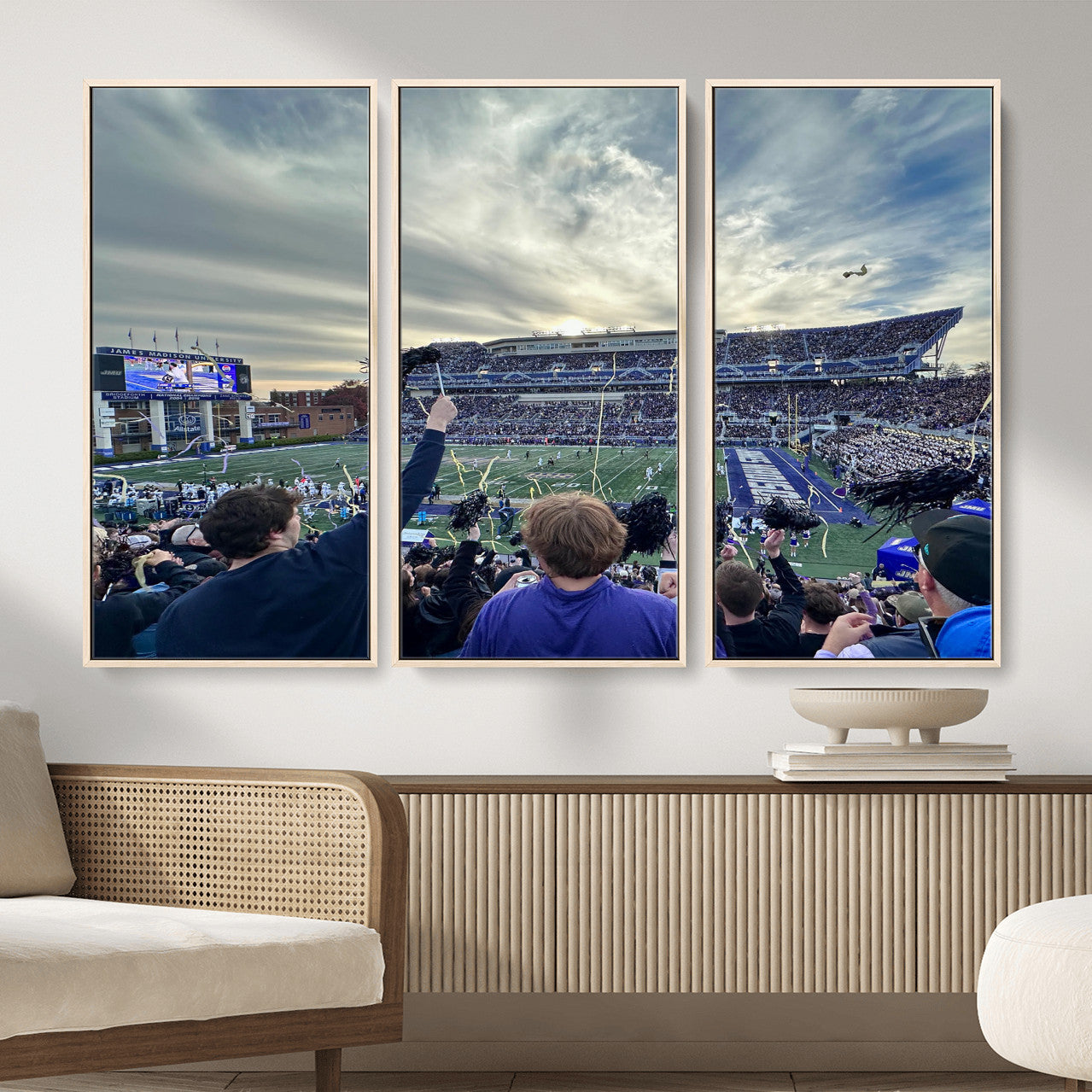 400867JMU-MGV-CV-36X24 - JMU Stadium Wall Art Canvas Print for Game Room Decor - James Madison University Stadium