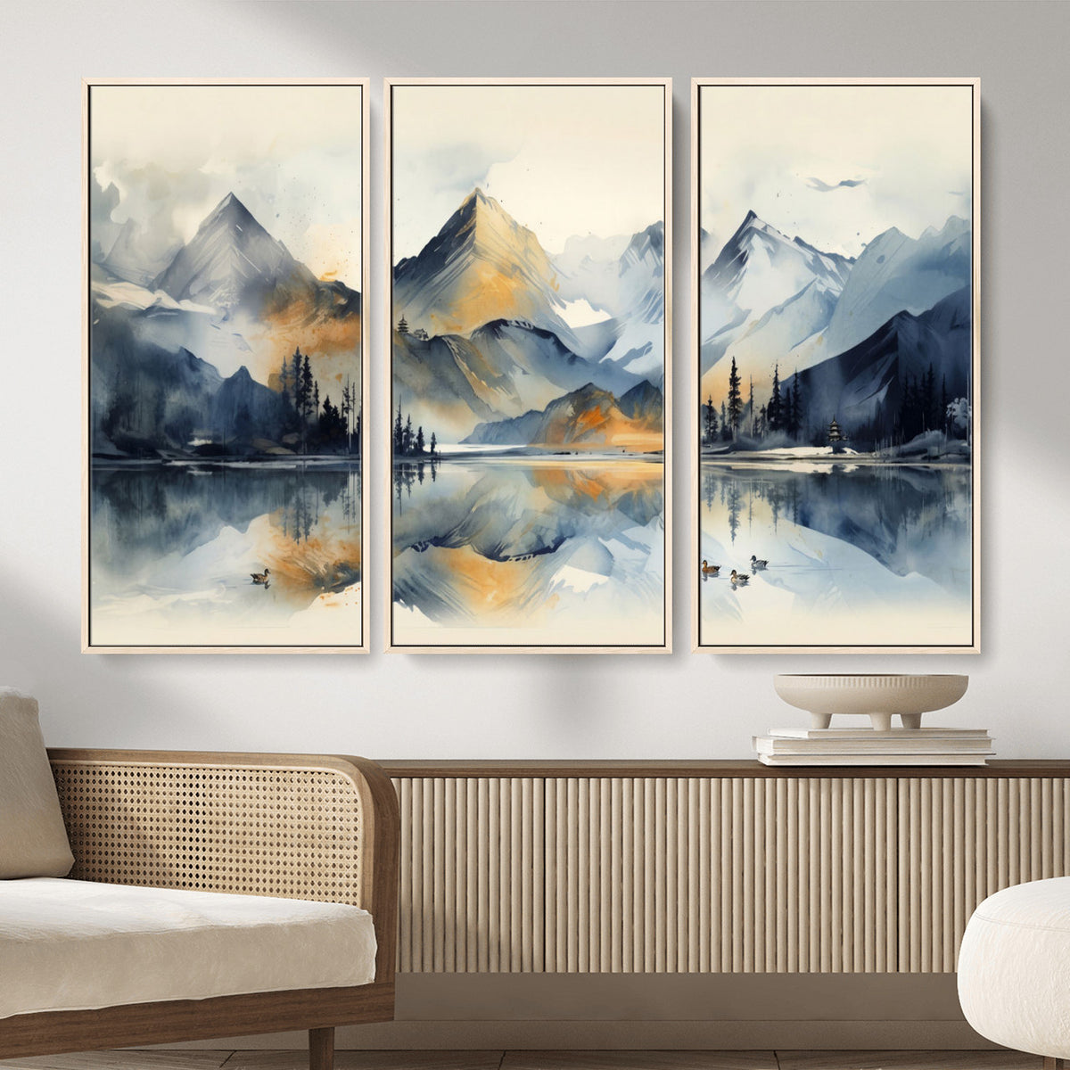 10196184T-MGV-CV-36X24 - Abstract Lake Mountain Wall Art Canvas Print