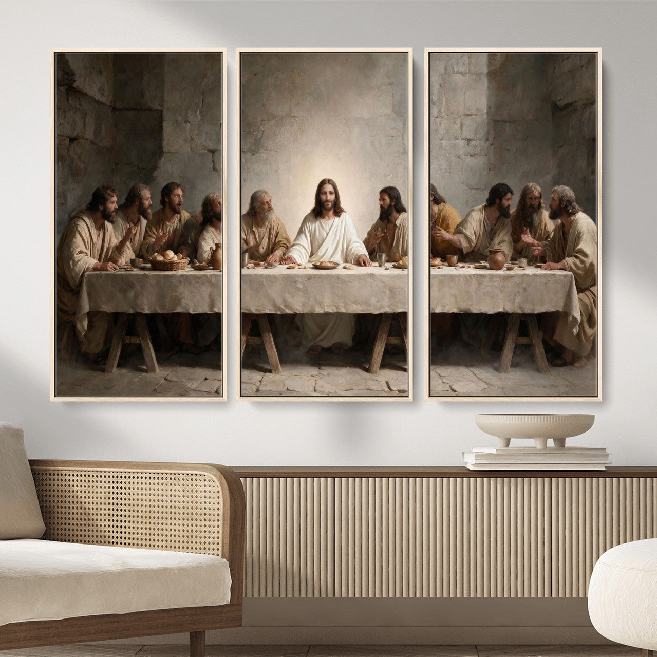 69633087-MGV-CV-36X24 - The Last Supper of Jesus Christ Wall Art Canvas Print - Classical Christian Faith Home Decor