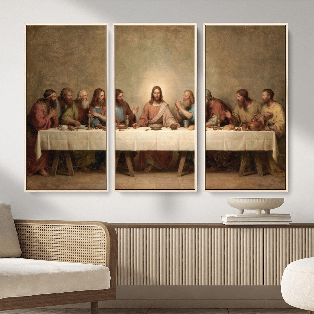 50761248-MGV-CV-36X24 - The Last Supper of Jesus Christ Wall Art Canvas Print - Classical Christian Faith Home Decor