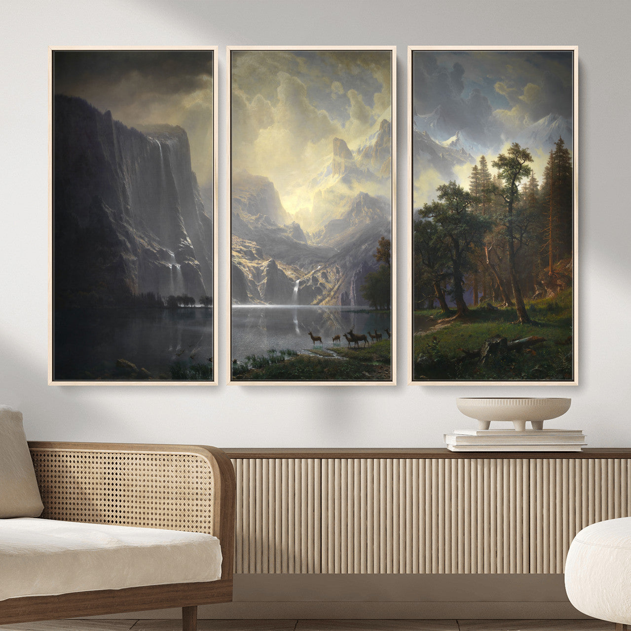 88679214-MGV-CV-36X24 - Albert Bierstadt Among the Sierra Nevada California Yosemite Wall Art Canvas Print, Classic Fine Art Painting Print