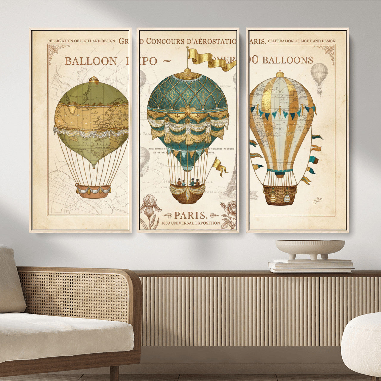 31530449-MGV-CV-36X24 - Kimberly Allen Paris Balloon Expo Wall Art Canvas Print, Vintage 1889 French Hot Air Balloon Poster