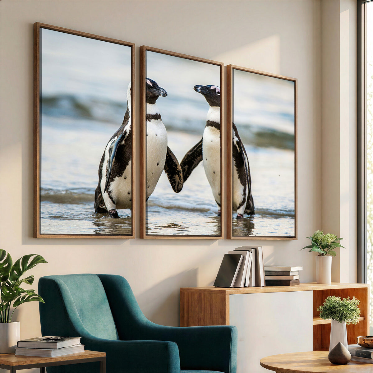 64870405-MGV-TP-30X20 - African Penguins Boulders Beach Wall Art Canvas Print, Cute Penguin Couple Photo Print