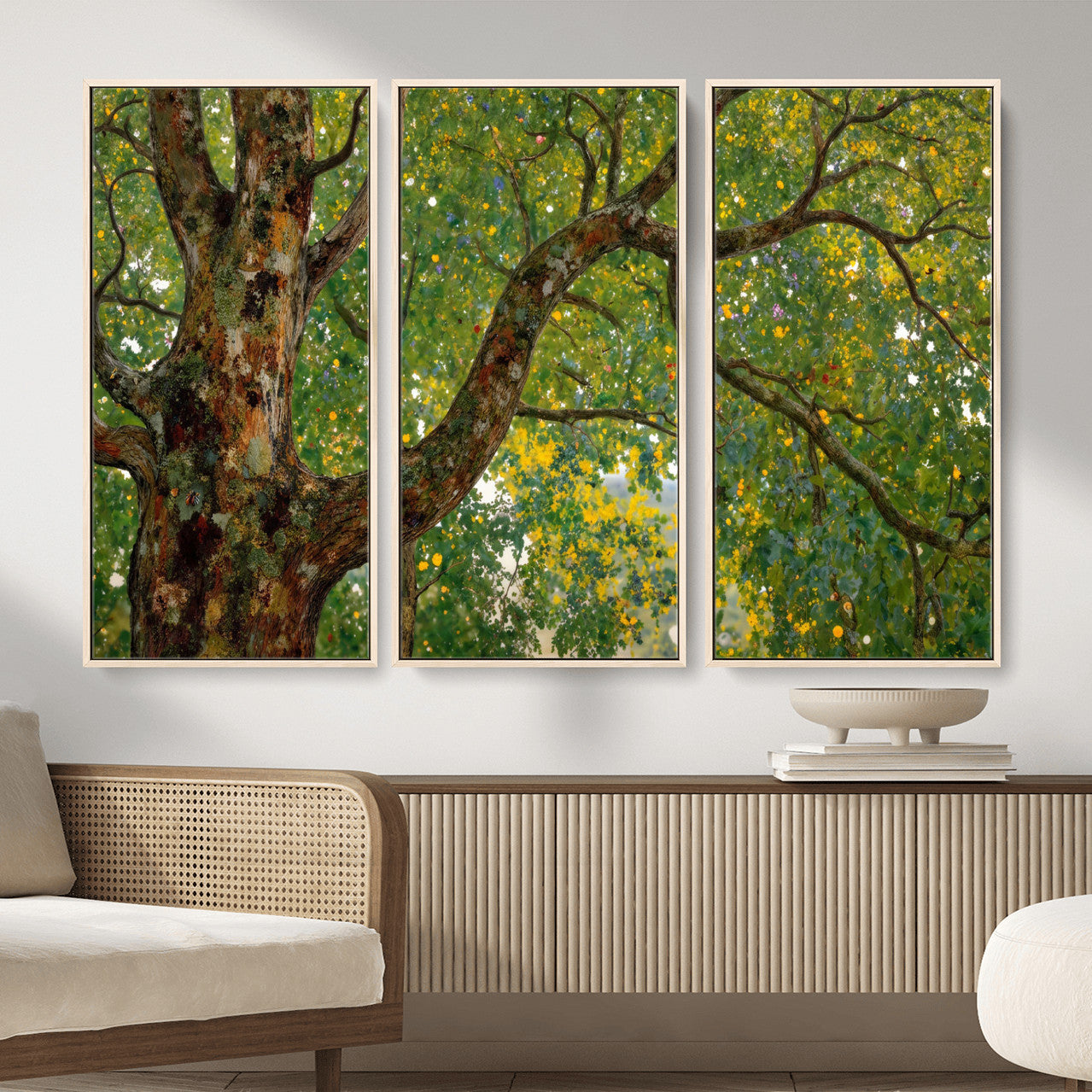 23663535-MGV-CV-36X24 - Vintage Summer Forest Green Tree Wall Art Canvas Print, Lush Leaves Impressionist Painting Print