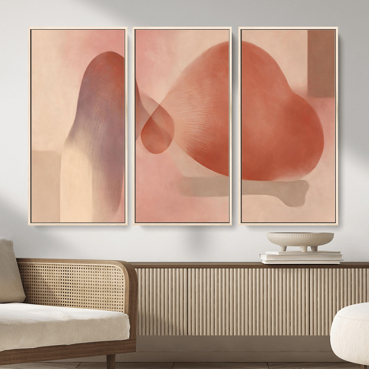 85110643-MGV-CV-36X24 - Vinna Begin Calin Biomorphic Abstract Wall Art Canvas Print, Terracotta Pink Organic Shapes Art Painting Print