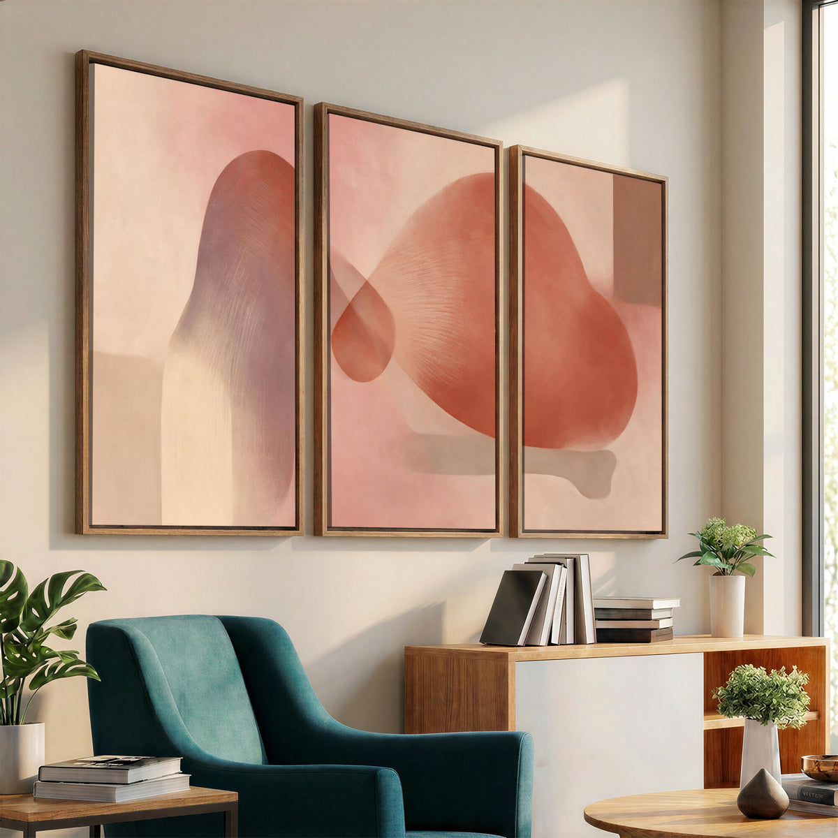 85110643-MGV-CV-36X24 - Vinna Begin Calin Biomorphic Abstract Wall Art Canvas Print, Terracotta Pink Organic Shapes