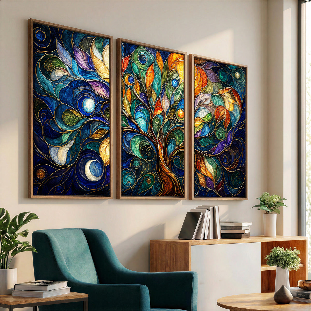 60127105-MGV-CV-36X24 - Psychedelic Tree Of Life Wall Art - Vibrant Swirl Cosmic Nature Decor