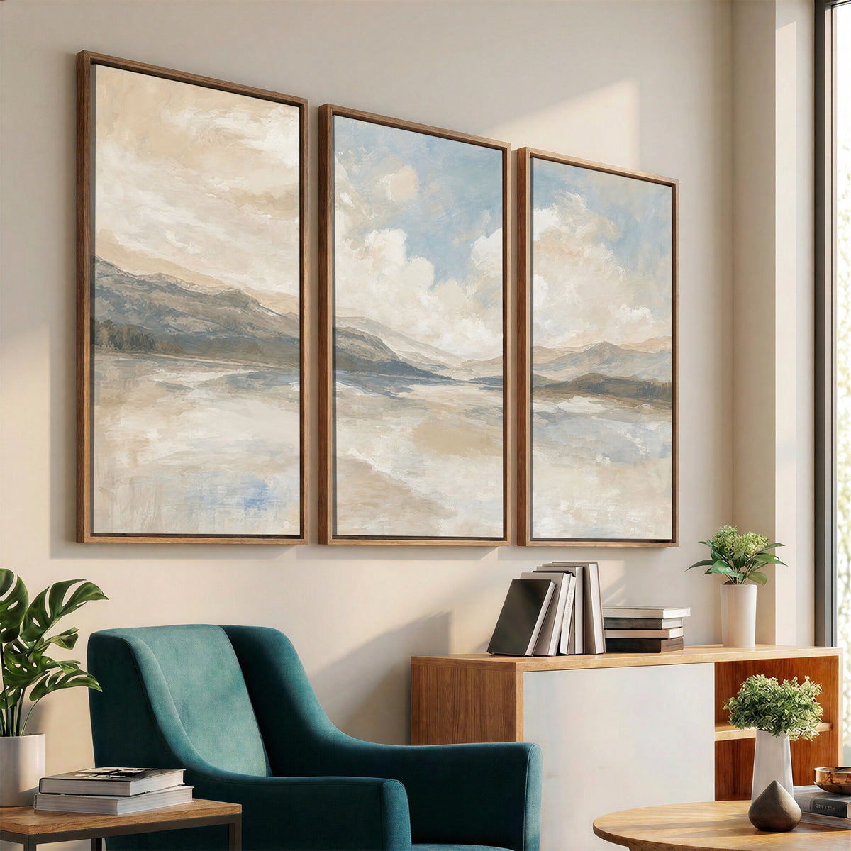 12998065-MGV-CV-36X24 - Serene Mountain and Lake Landscape Canvas Wall Art