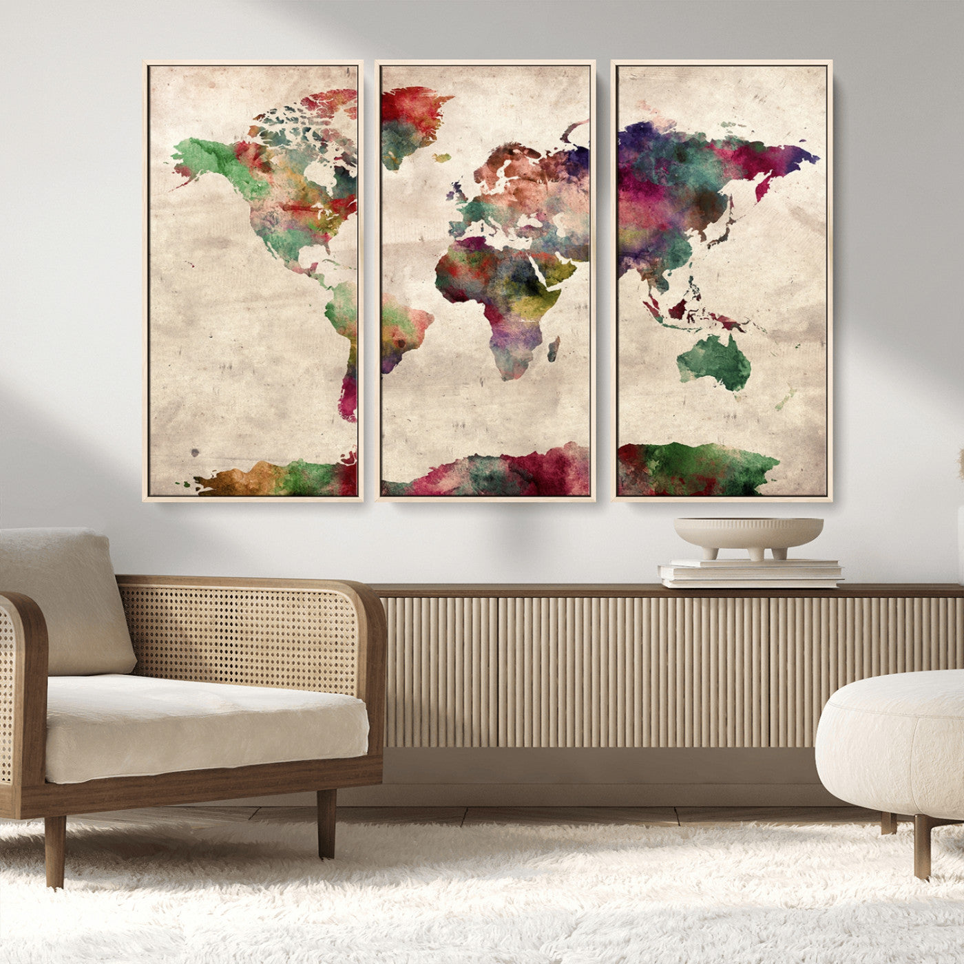 MGV-FC-48X32-3P - World Map Wall Art Canvas Print for Home and Office Decor