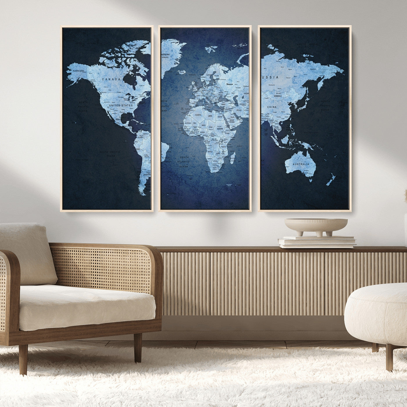 MGV-FC-48X32-3P - Push Pin World Map Canvas Print – Framed Wall Art for Couples to Track Their Travels – Anniversary