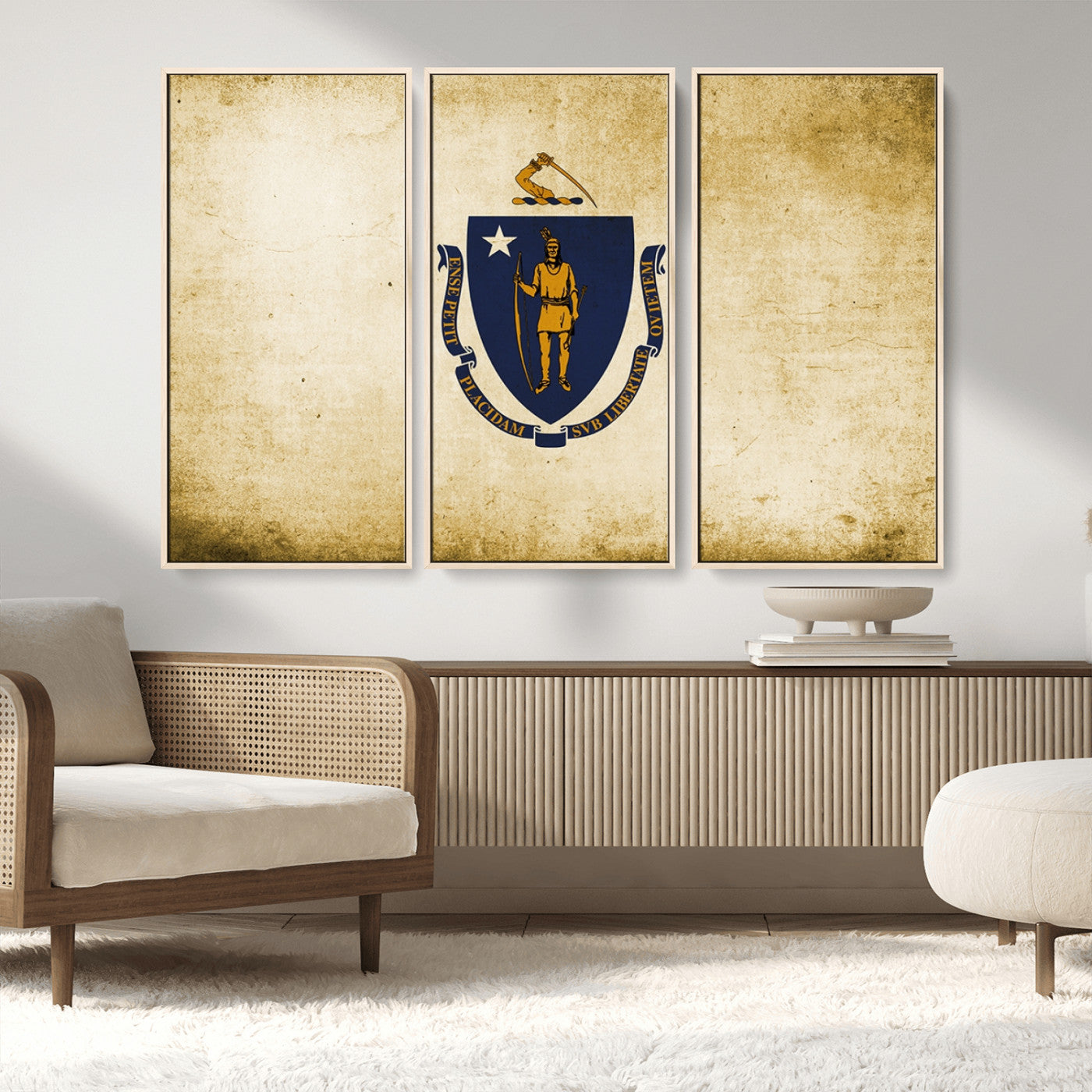MGV-FC-48X32-3P - Massachusetts Flag Wall Art Canvas Print