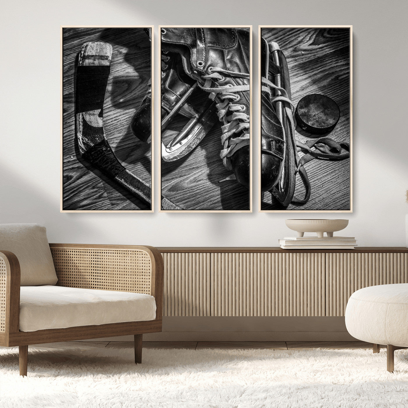 MGV-FC-48X32-3P - Old Pair of Mens Skates Wall Art Canvas, Men Skates Wall Art Print