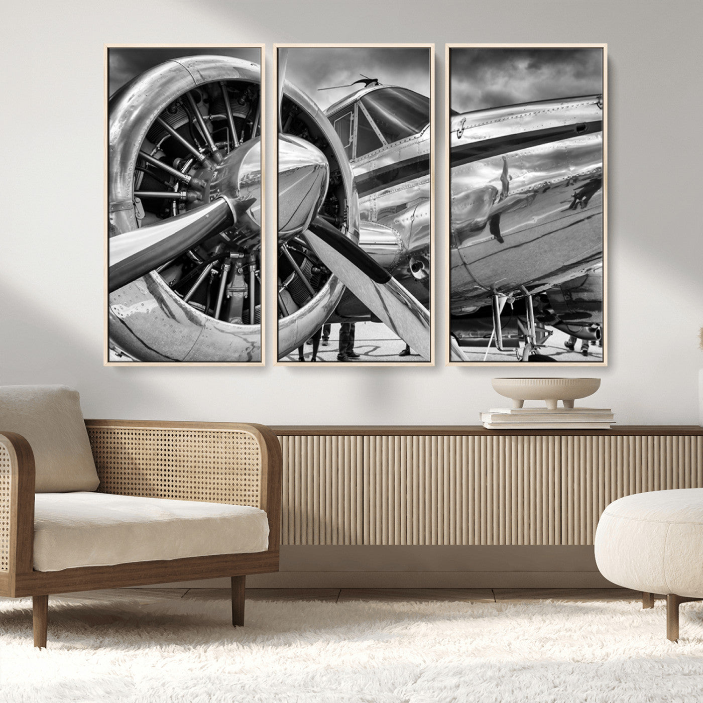 MGV-FC-48X32-3P - Vintage Antique Airplane Wall Art Canvas Print