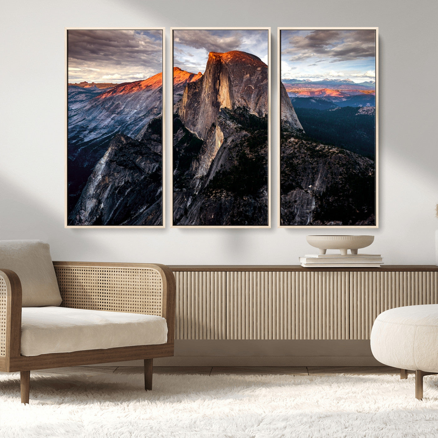 MGV-FC-48X32-3P - Half Dome Wall Art Print - Yosemite Majestic Triptych Landscape Print – National Park Nature Decor