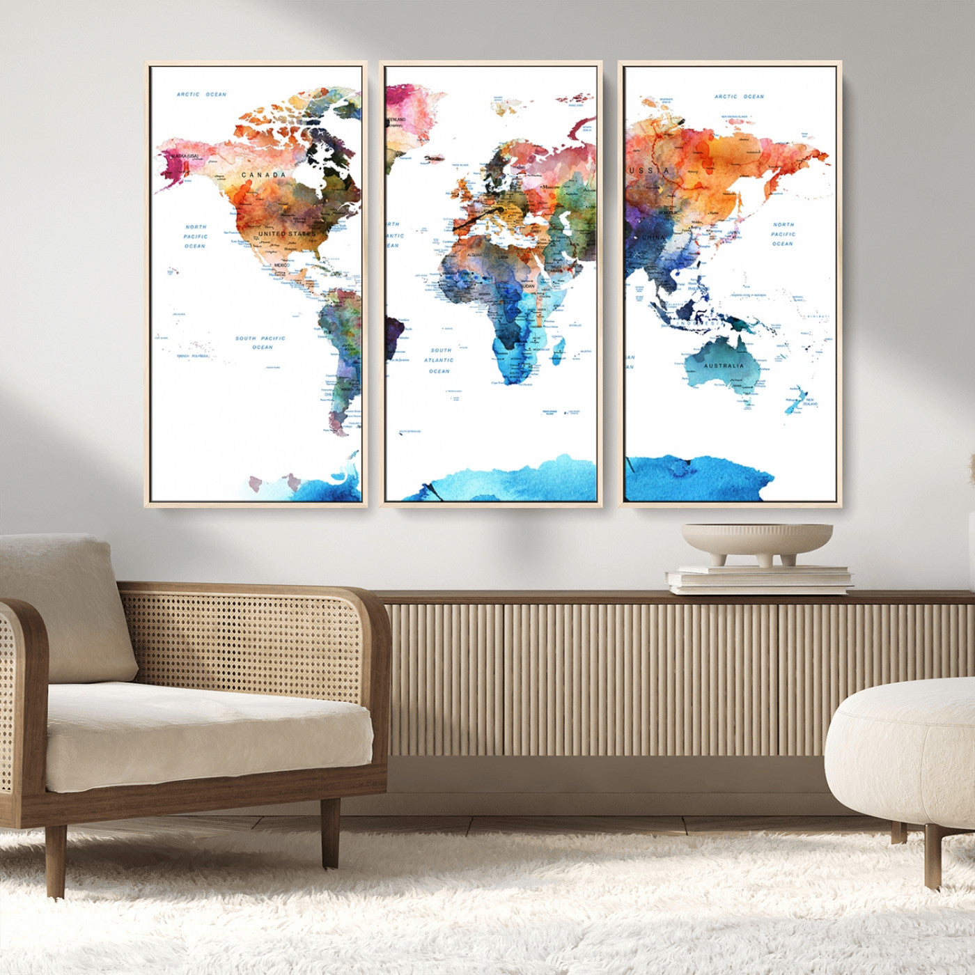 MGV-FC-48X32-3P - Push Pin World Map Canvas Print – Framed Wall Art for Couples to Track Their Travels – Anniversary