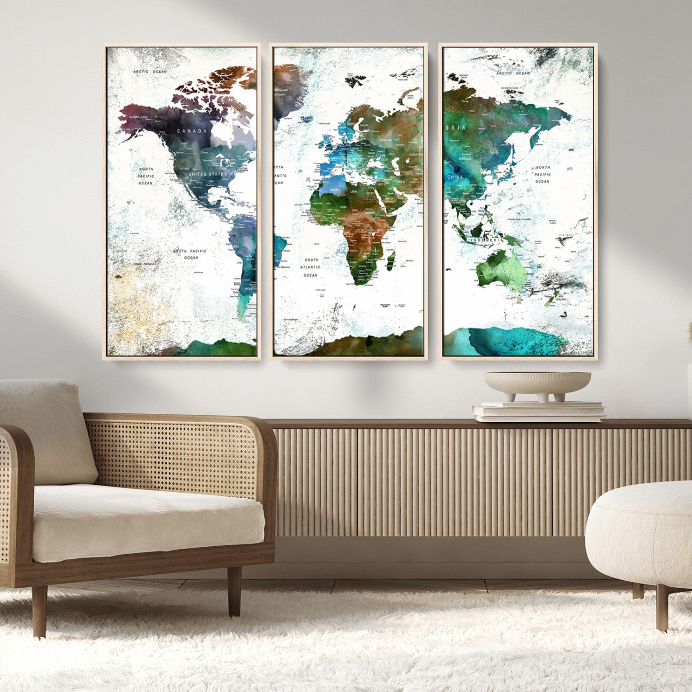 MGV-FC-48X32-3P - Push Pin World Map Canvas Print – Framed Wall Art for Couples to Track Their Travels – Anniversary