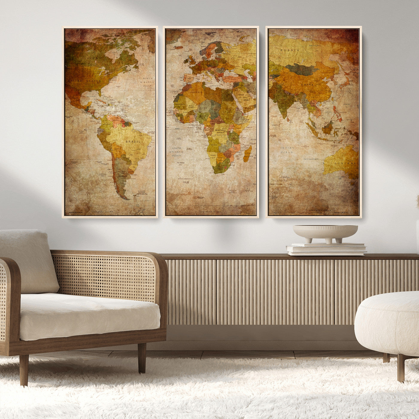 MGV-FC-48X32-3P - Push Pin World Map Canvas Print – Framed Wall Art for Couples to Track Their Travels – Anniversary