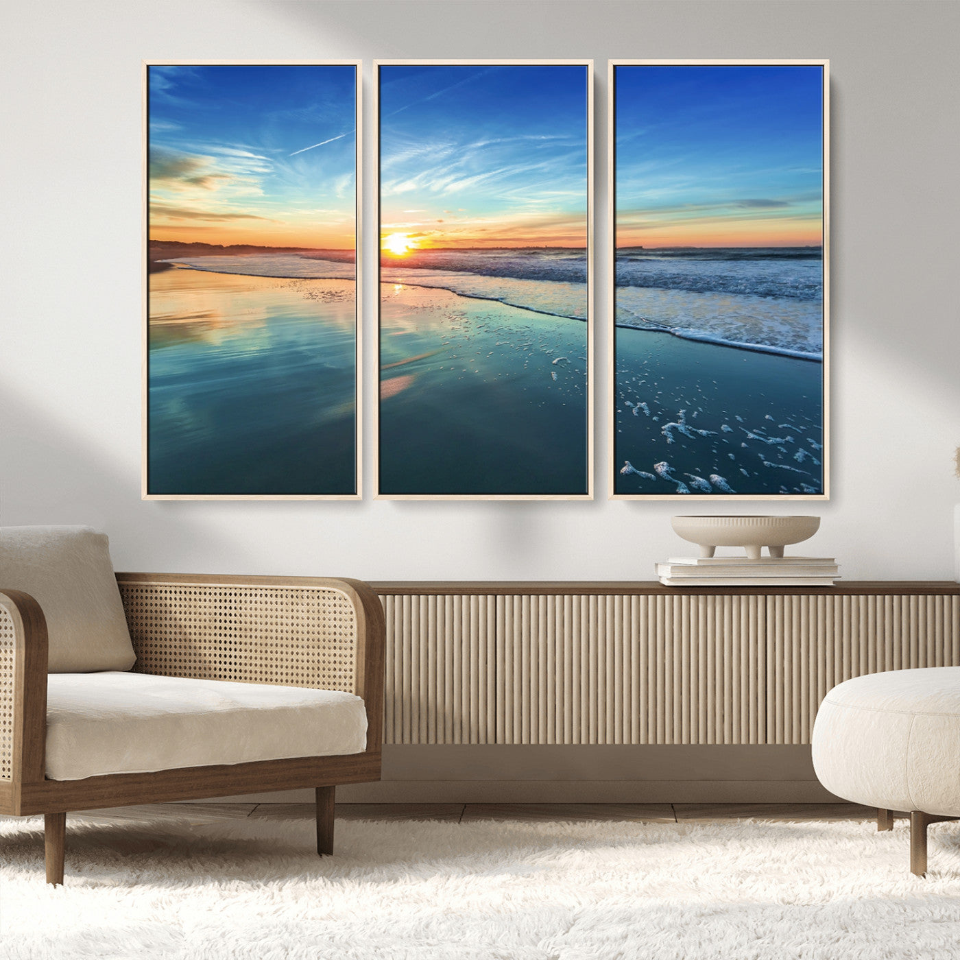 MGV-FC-48X32-3P - Blue Sky and Beach Wall Art Canvas Print