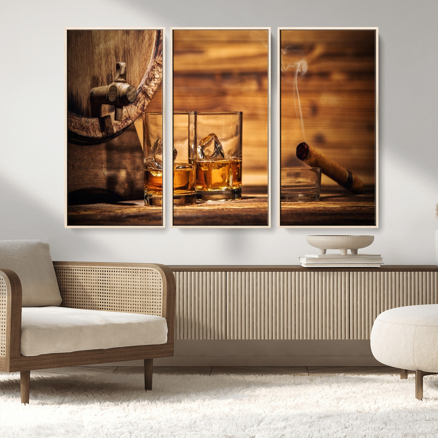 MGV-FC-48X32-3P - Rustic Whiskey and Barrel Canvas Print