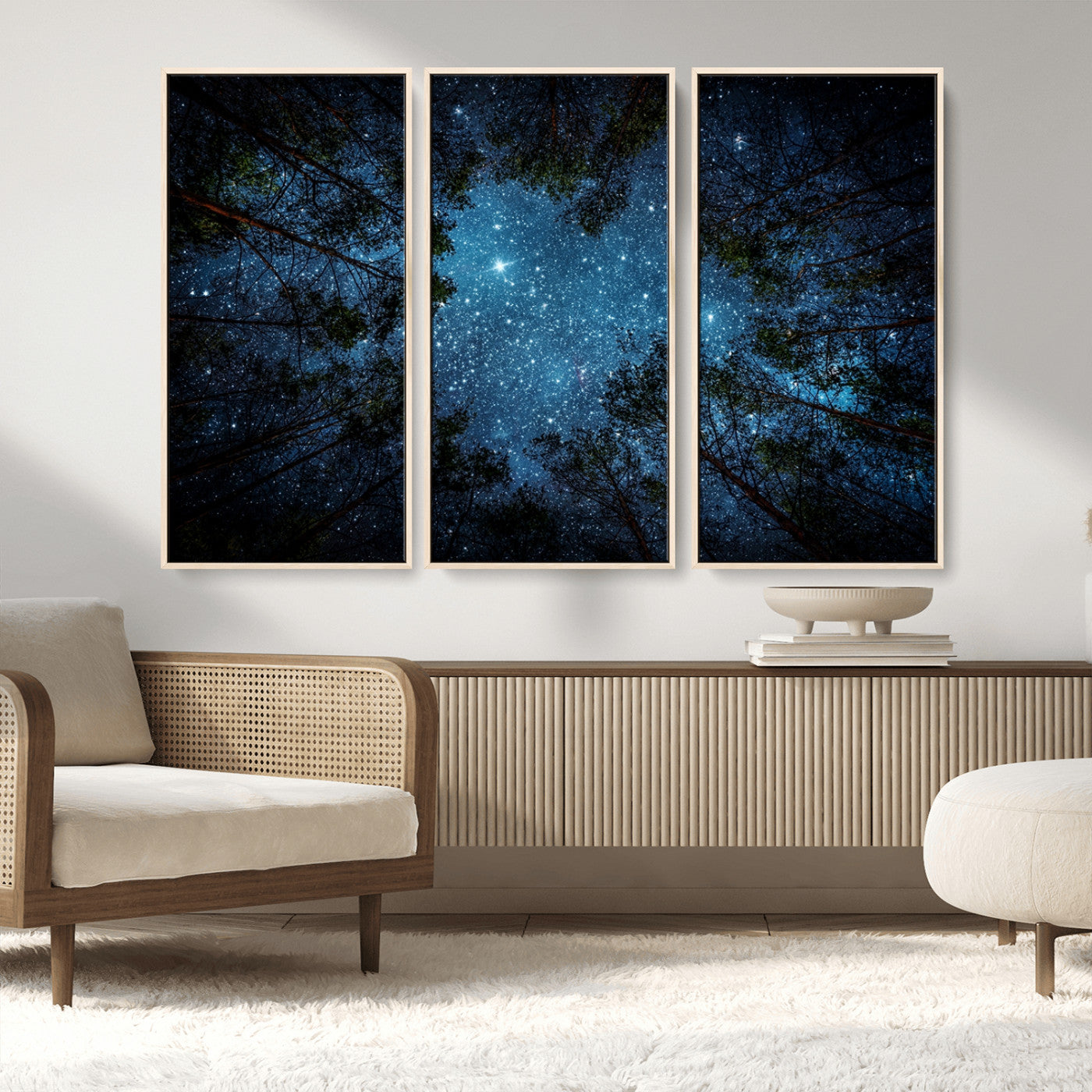 MGV-FC-48X32-3P - Forest and Stars Wall Art Canvas Print
