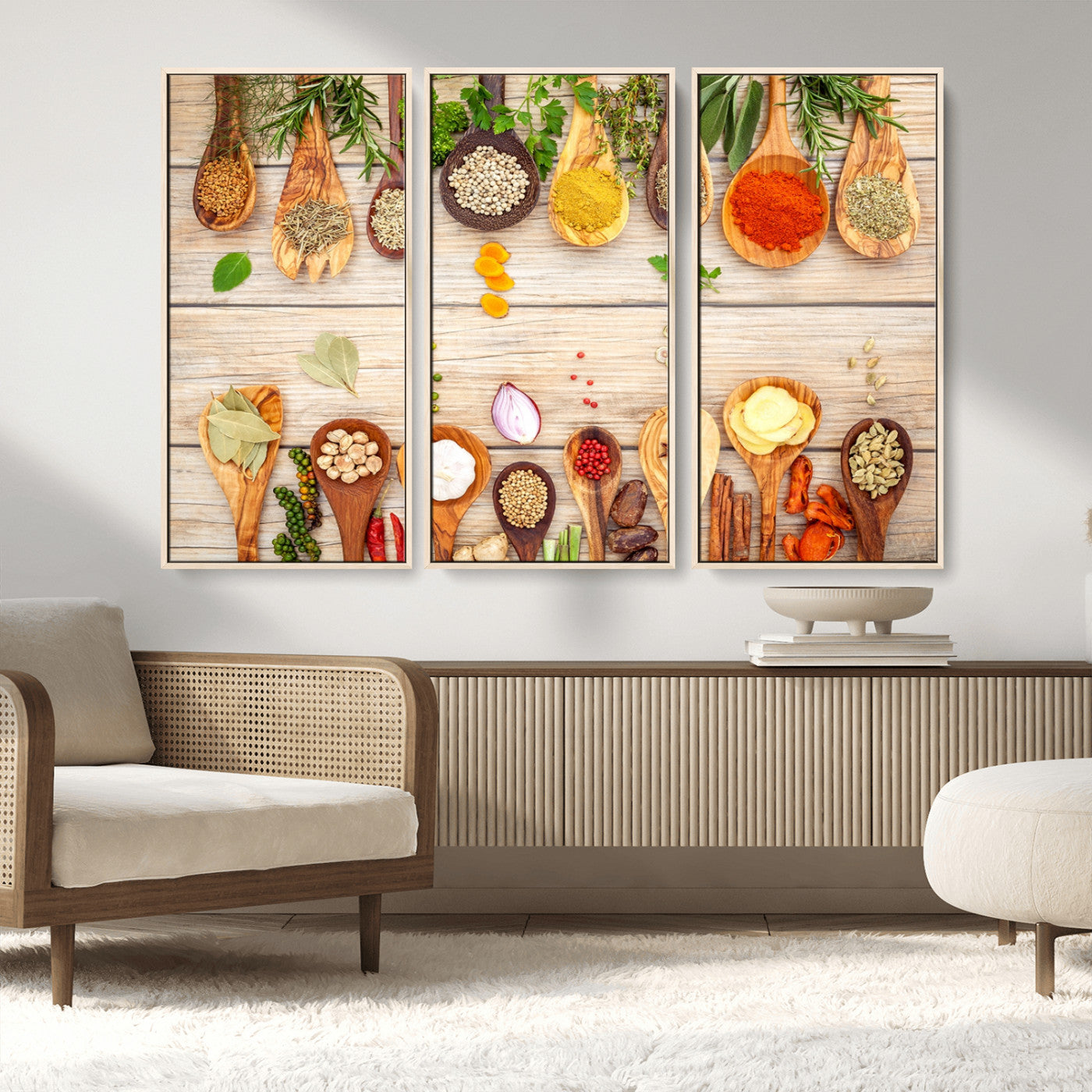 MGV-FC-48X32-3P - Kitchen Spice on the Table Wall Art, Kitchen Spice Wall Art Canvas Print