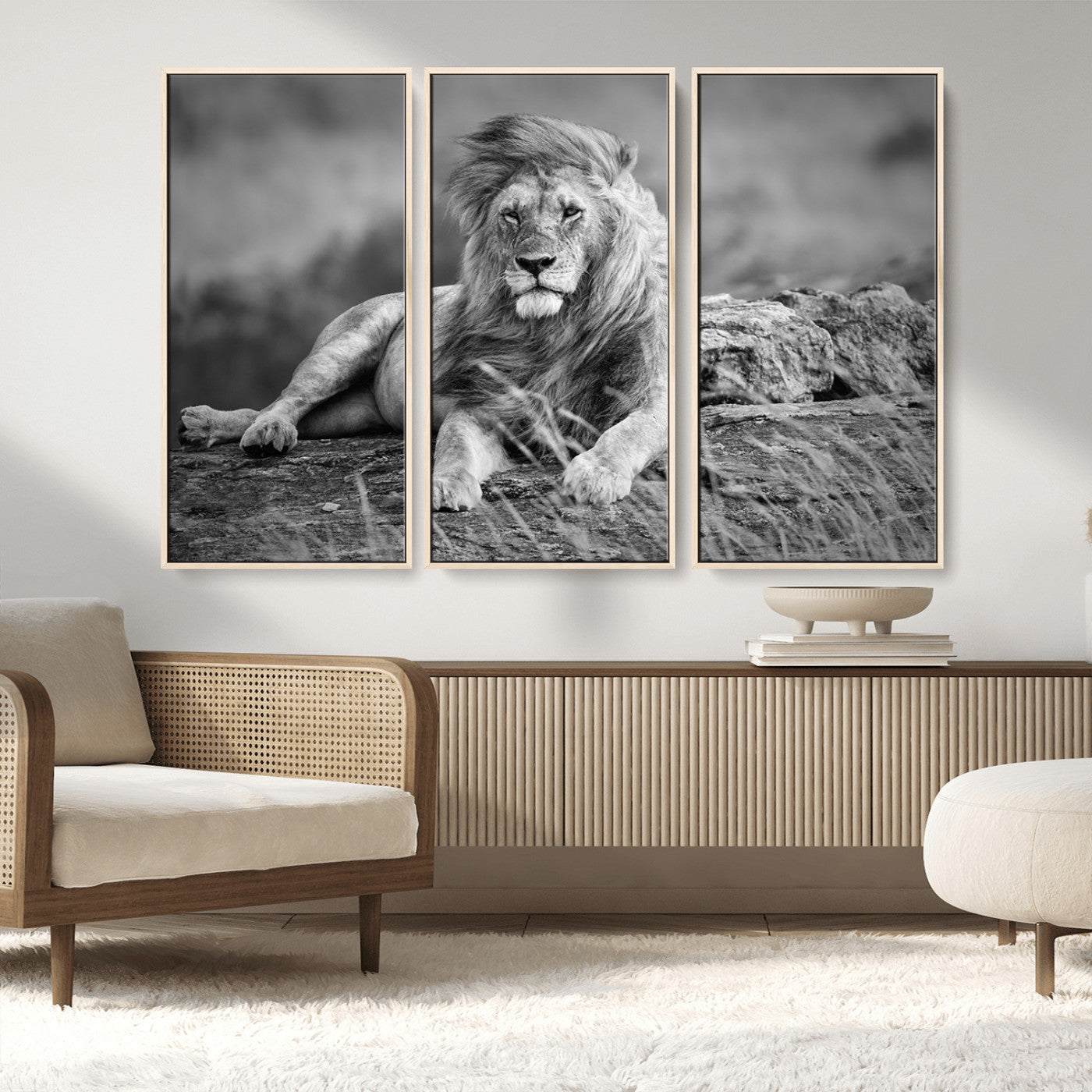 MGV-FC-48X32-3P - King of Forest Lion Wall Art Canvas Print