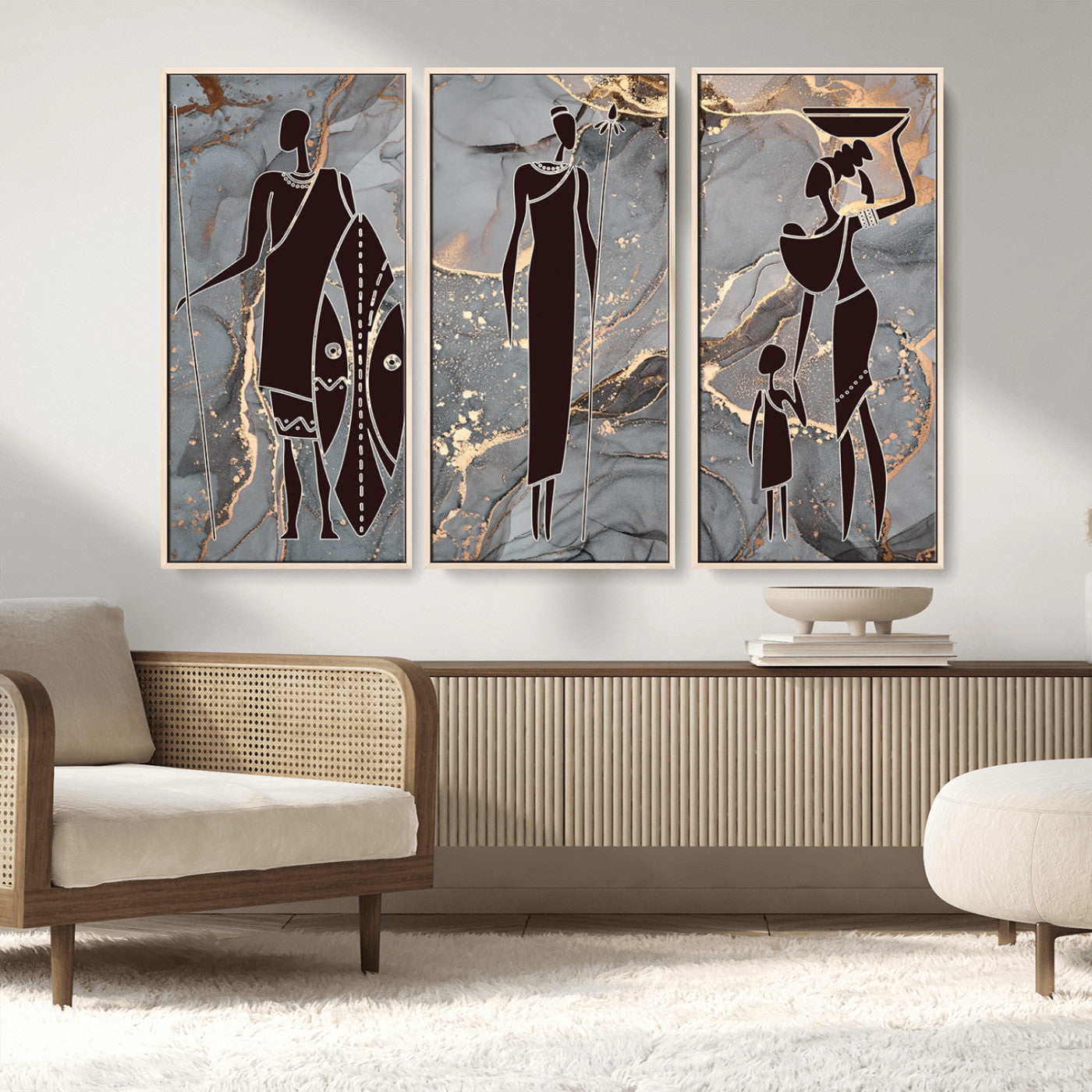 MGV-FC-48X32-3P - African American Wall Art African Women Painting Canvas Print