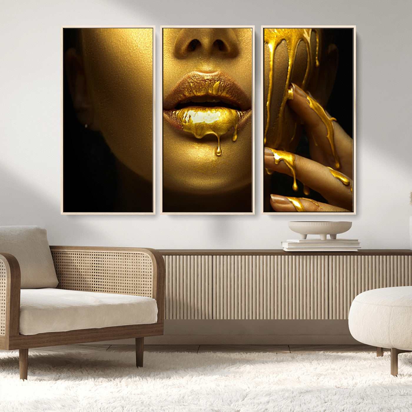 MGV-FC-48X32-3P - Gold and Women Wall Art Canvas Print