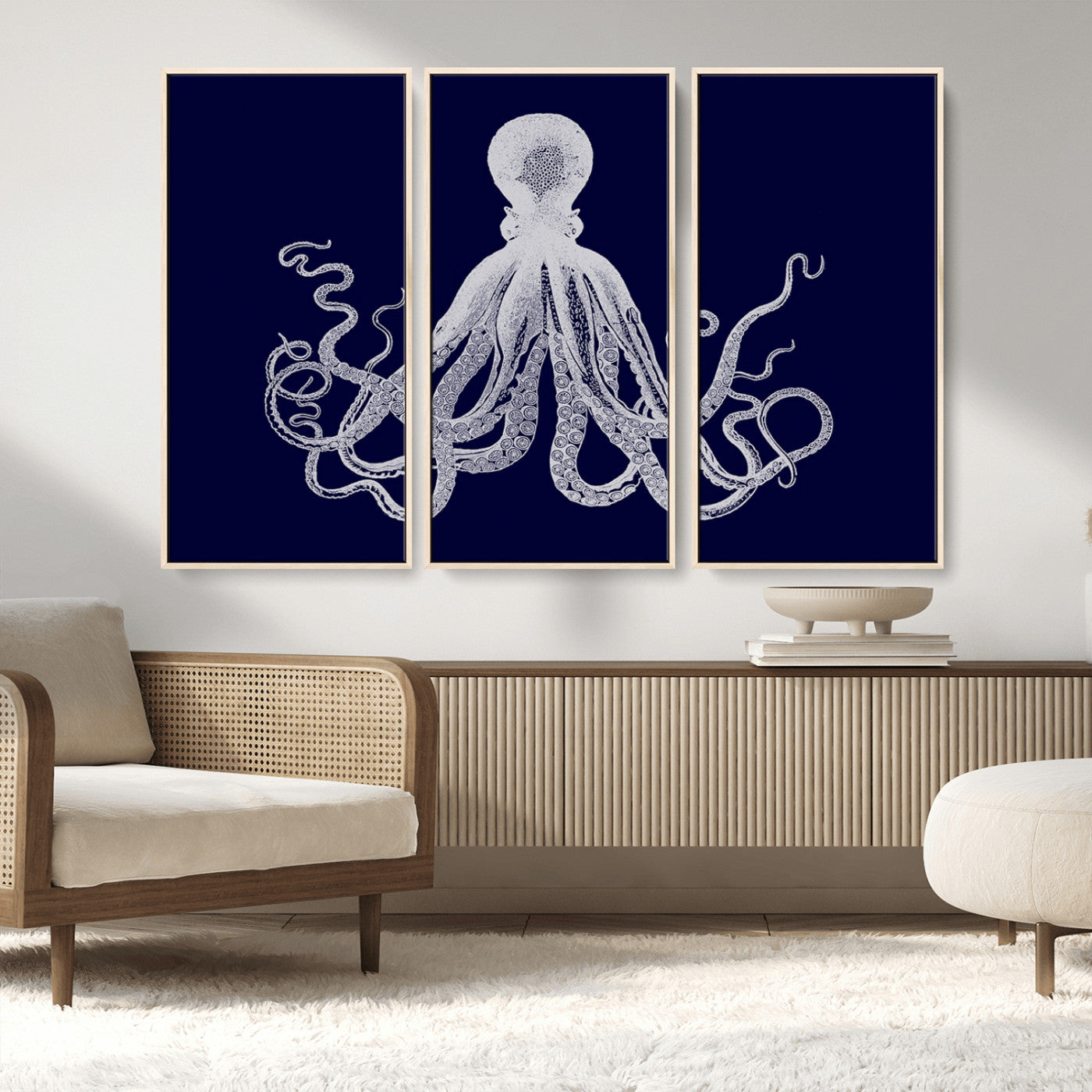 MGV-FC-48X32-3P - Blue Octopus Wall Art Canvas Print