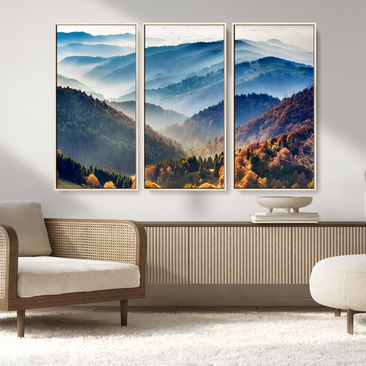 MGV-FC-48X32-3P - Mountains Forest Autumn Wall Art Canvas Print