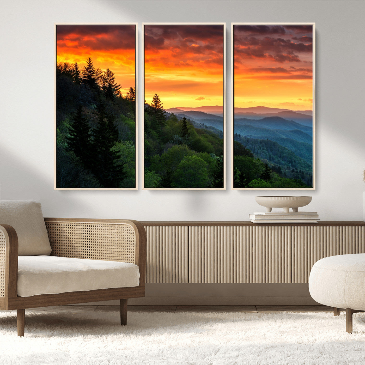 MGV-FC-48X32-3P - Forest Landscape Wall Art Sunset Canvas, Forest Sunset Canvas Print