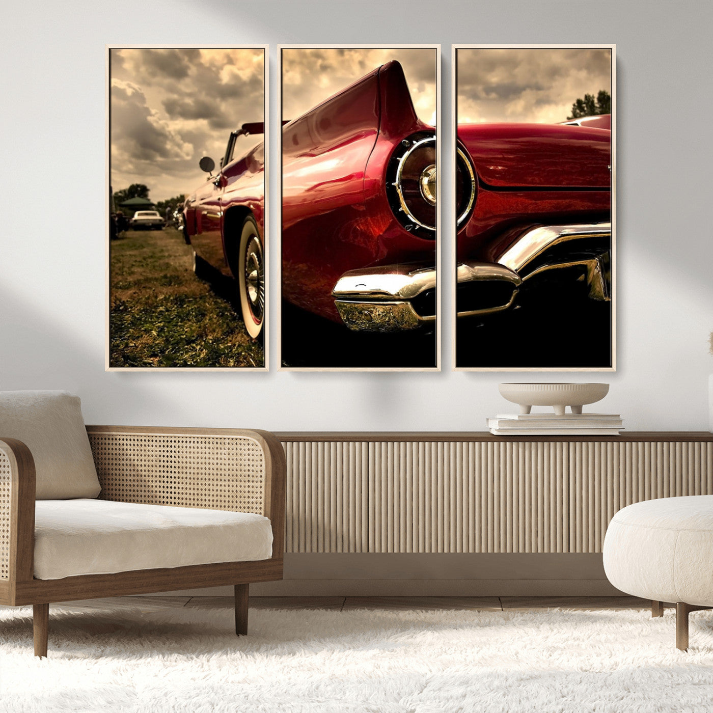 MGV-FC-48X32-3P - Red Classic Car Wall Art Canvas Print