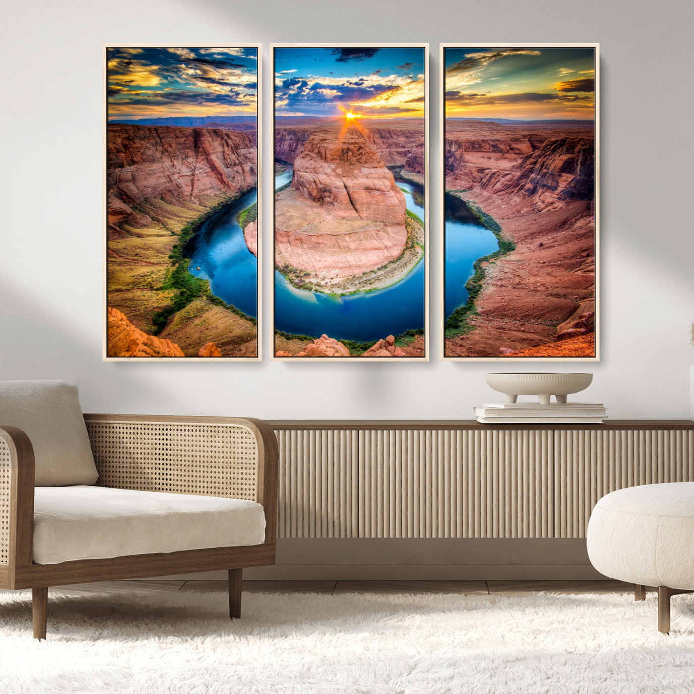 MGV-FC-48X32-3P - Sunset on the Horseshoe Bend Grand Canyon, Horseshoe Bend Grand Canyon Canvas Wall Art Print