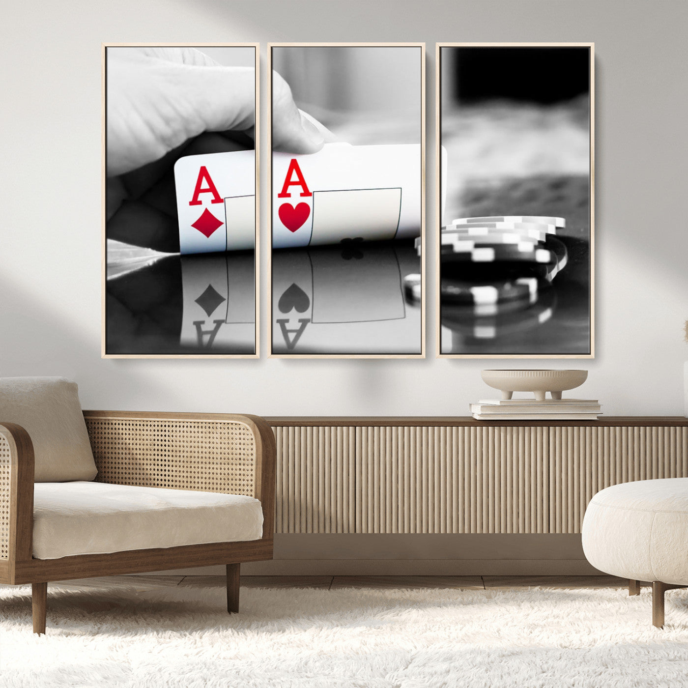 MGV-FC-48X32-3P - Aces Poker Art Poker Game Wall Art Canvas Print