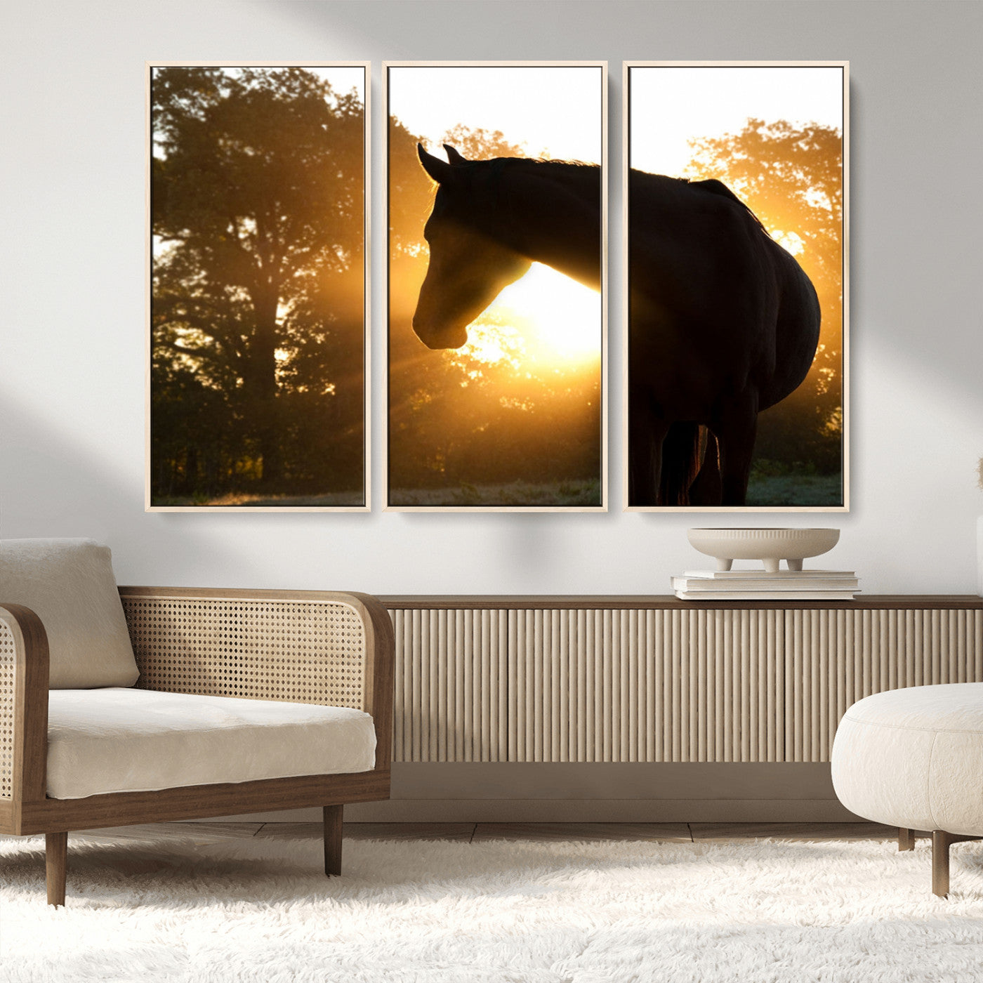 MGV-FC-48X32-3P - Horse at Sunset Wall Art Animal Canvas Print