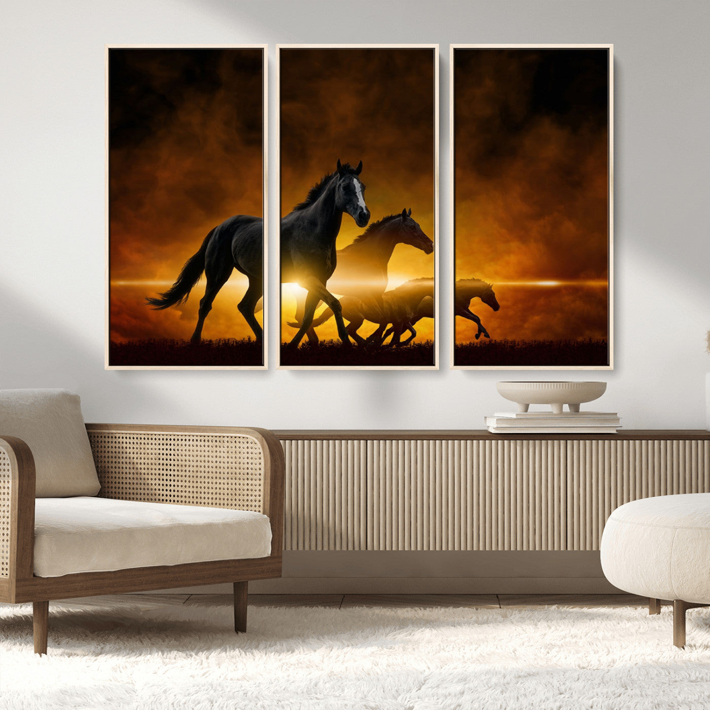 MGV-FC-48X32-3P - Horse Wall Art Canvas Print, Multi Panel Animal Canvas Print