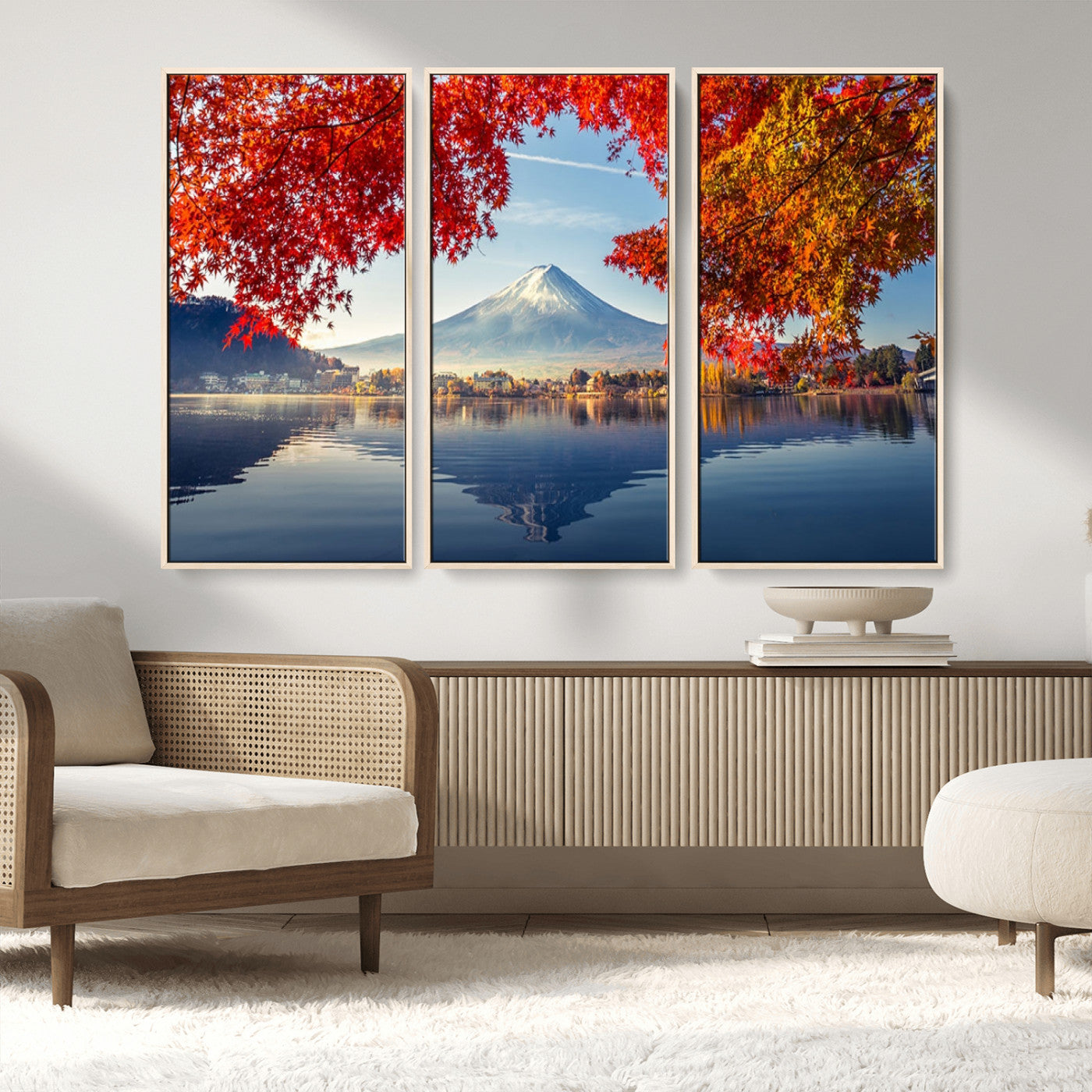 MGV-FC-48X32-3P - Mount Fuji Canvas Wall Art Japan Autumn Mountain Canvas Print Wall Art