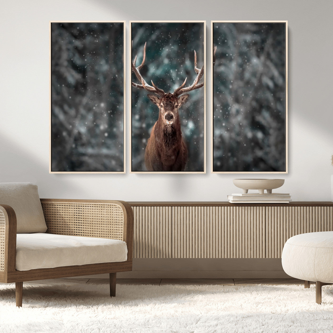 MGV-FC-48X32-3P - Wall Art Deer Art Animal Canvas, Framed Wall Art Deer Canvas Print