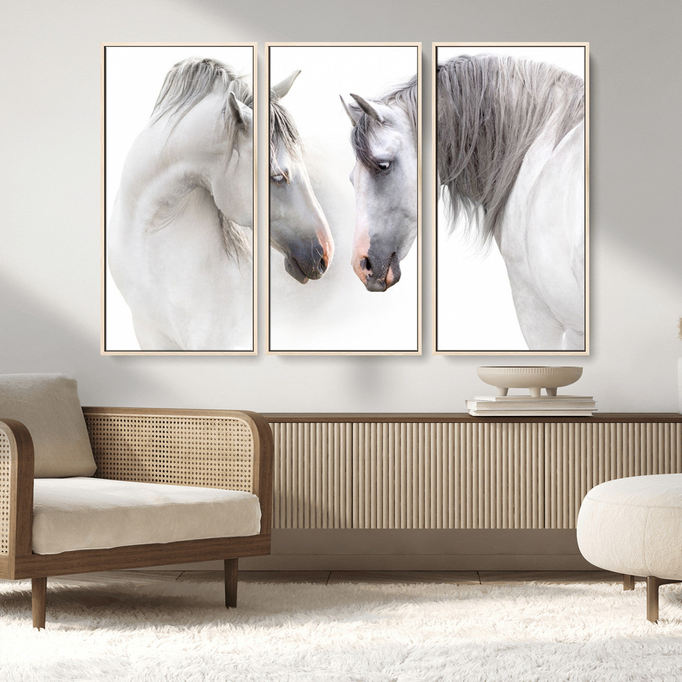 MGV-FC-48X32-3P - White Horse Wall Art Animal Canvas Print