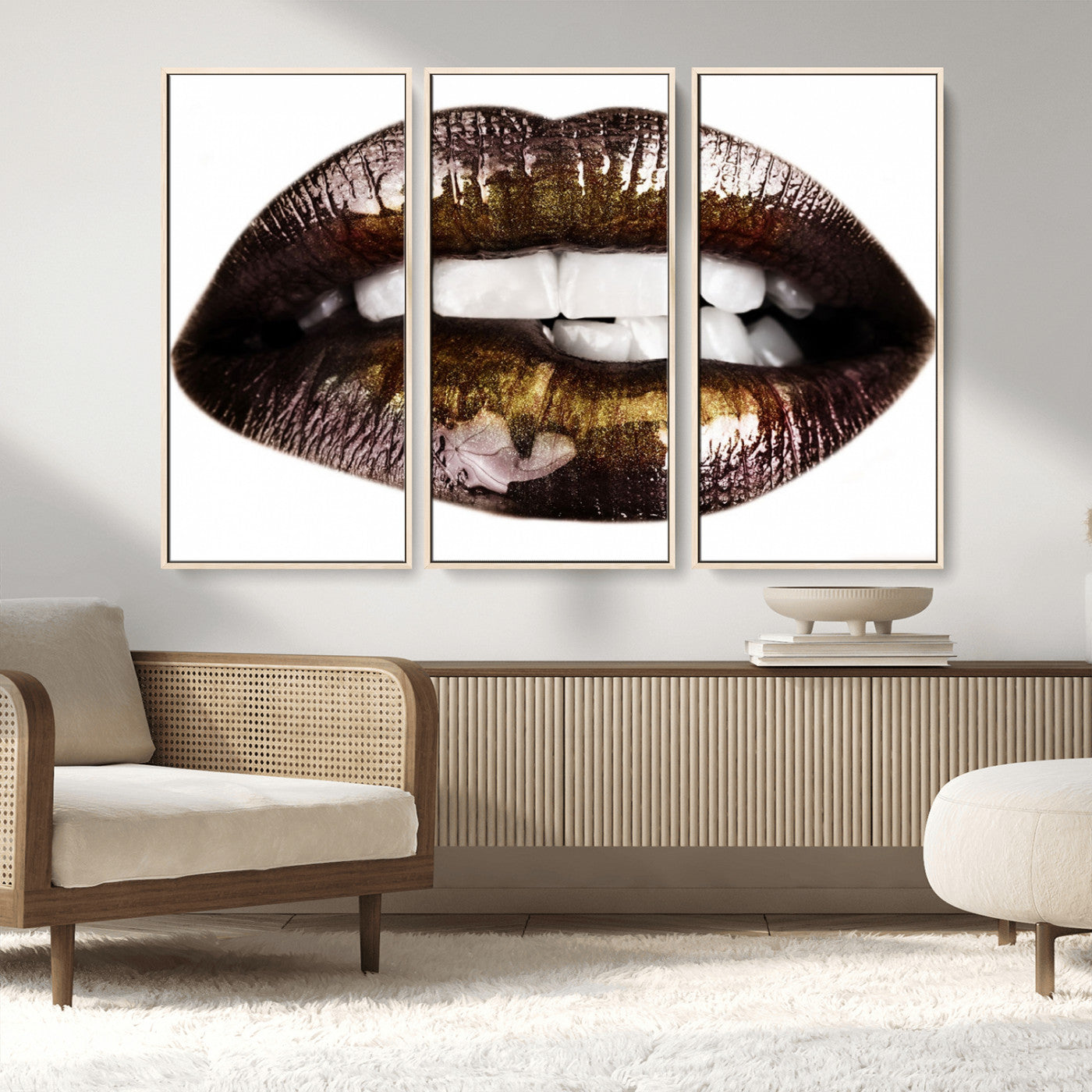 MGV-FC-48X32-3P - Close Up Lips Wall Art Canvas Print