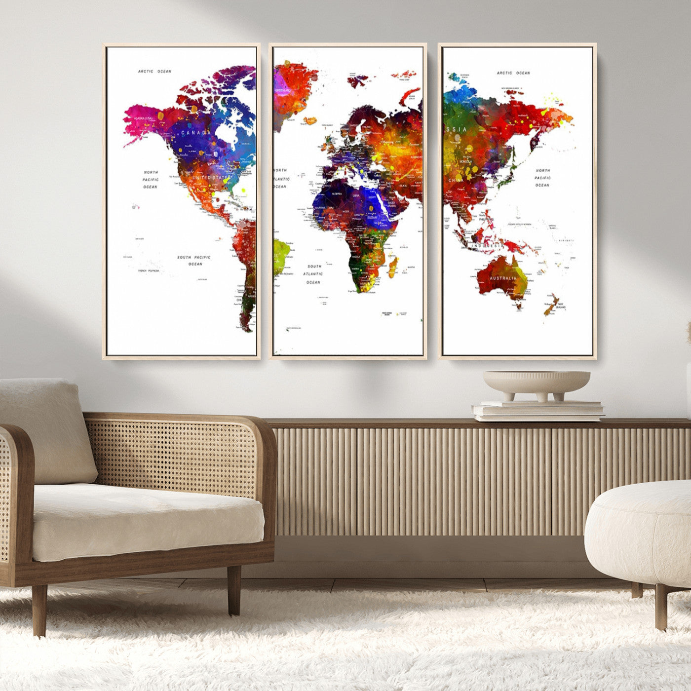 MGV-FC-48X32-3P - Push Pin World Map Canvas Print – Framed Wall Art for Couples to Track Their Travels – Anniversary