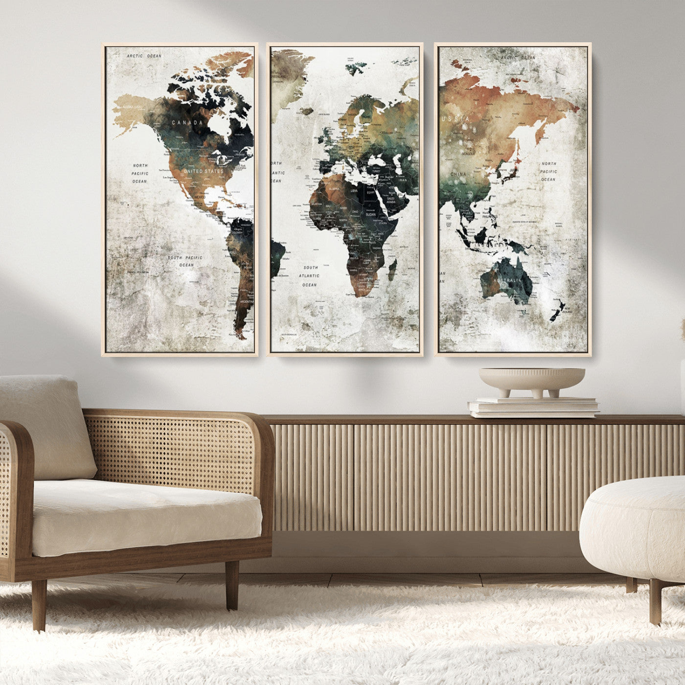 MGV-FC-48X32-3P - Push Pin World Map Canvas Print – Framed Wall Art for Couples to Track Their Travels – Anniversary