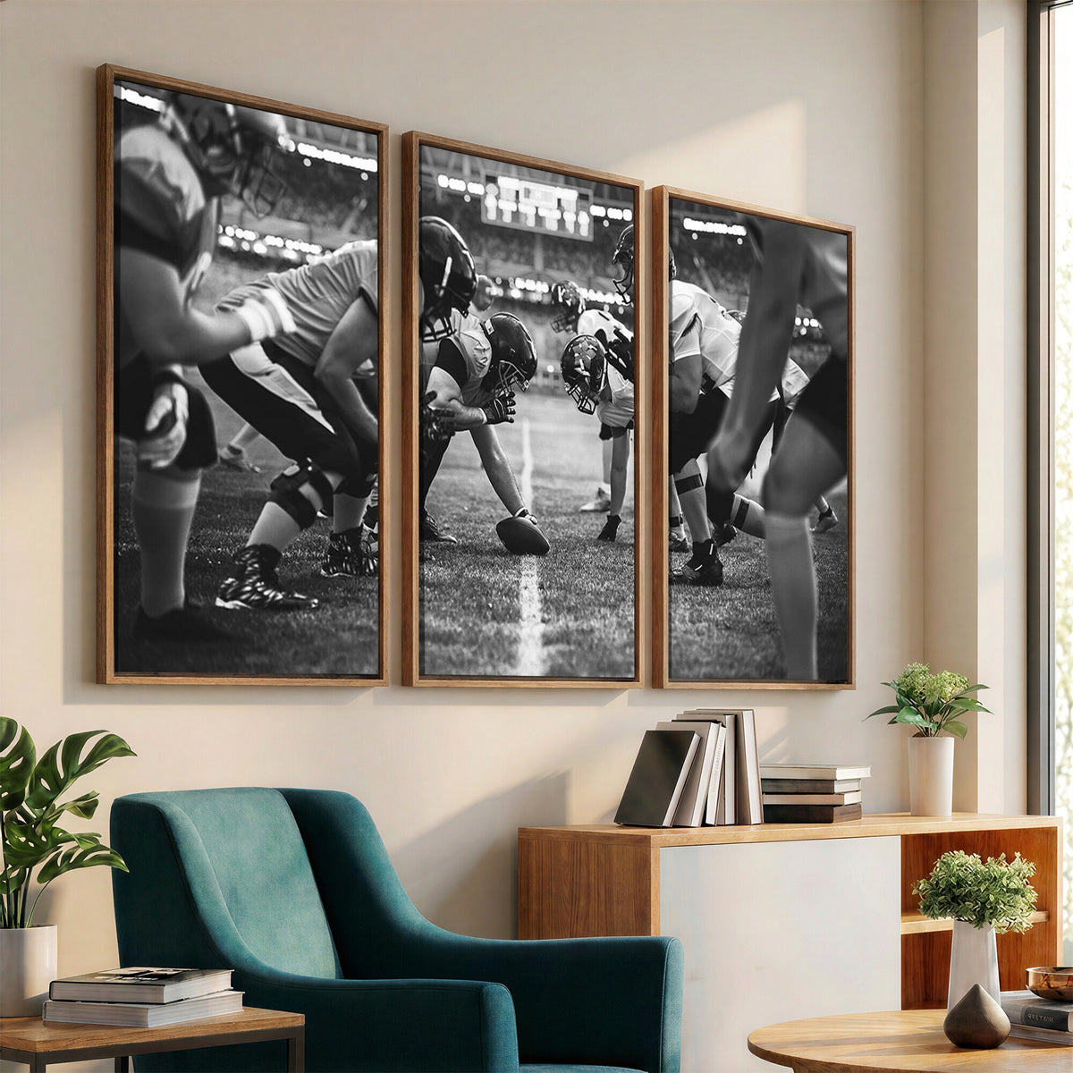 13273-MGV-CV-36X24 - American Football Wall Art Canvas Print Framed Stadium Sport