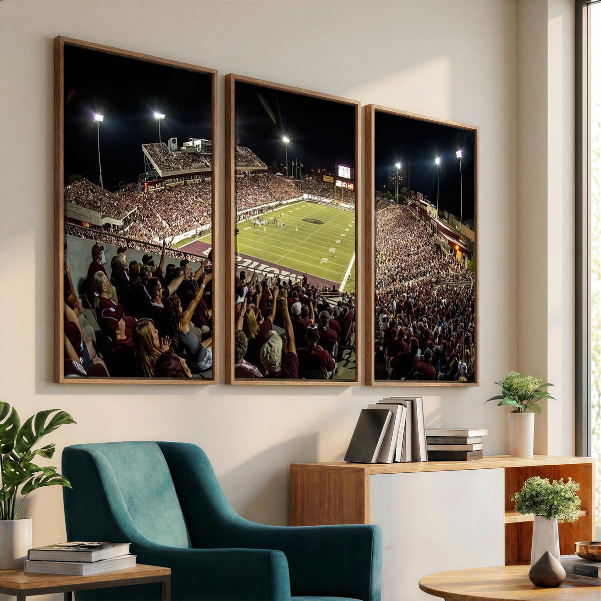 94126-MGV-CV-36X24 - Washington-Grizzly Stadium Canvas Wall Art | Exciting Game Night Atmosphere in Panoramic View