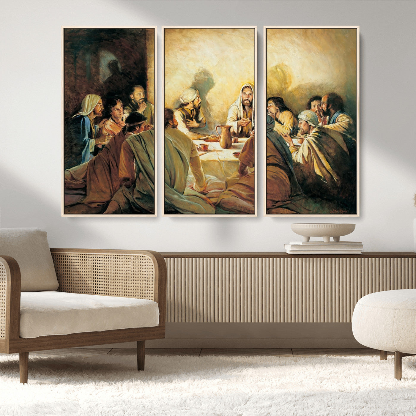 MGV-FC-48X32-3P - Last Supper Wall Art Canvas Print, Framed Jesus Painting Art Picture Print, Moderne Bibel Perfect Traditional/Religious Decor Artwork