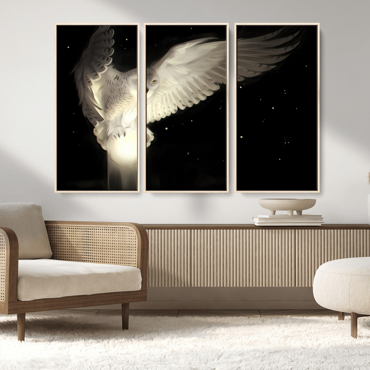 MGV-FC-48X32-3P - Night Owl Art -  Illuminating the Darkness – Unique Animal-Inspired Wall Art for Modern Decor |